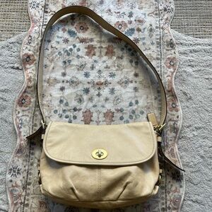 Coach Tan Leather Crossbody Bag with Adjustable Shoulder Strap